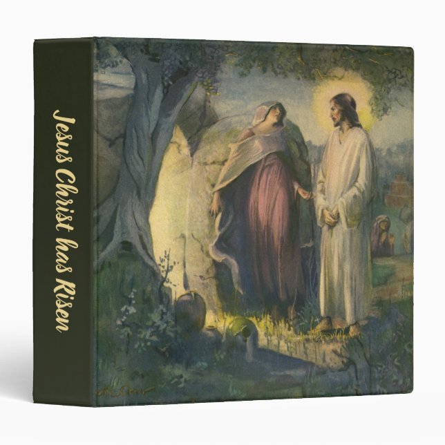 Classeur Jésus Christ ressuscité par la tombe par ML Greer (Devant/Côté)