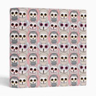 Classeur Jeunes Hiboux sur Motif Rose