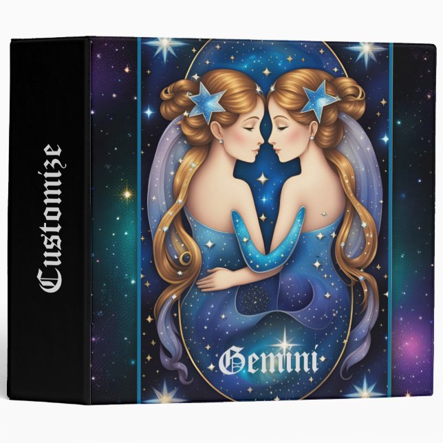 Classeur Jewel Galaxy Zodiaque Gémeaux  (Devant/Côté)