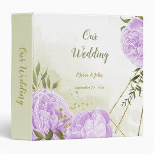 Classeur Joli album photo feuille vert fleurs violettes