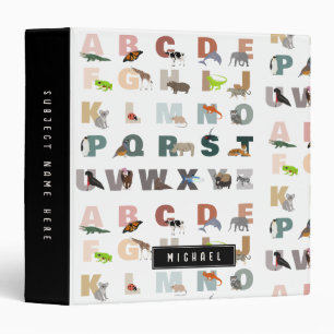 Classeur Joli Alphabet ABC Animaux Nom personnalisé École