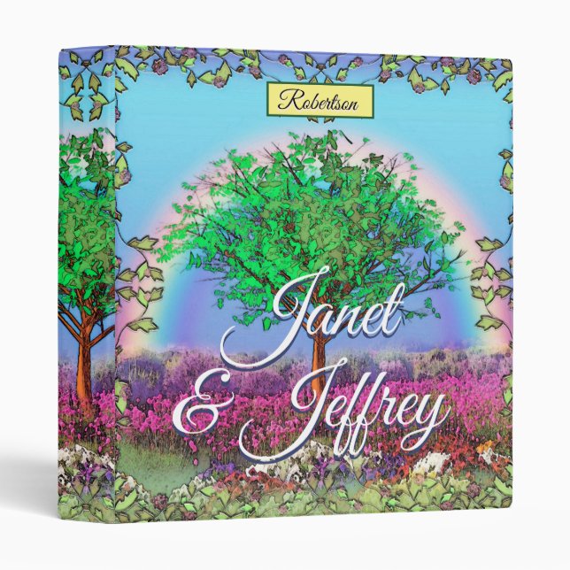 Classeur Joli arbre avec arc-en-ciel (Devant/Côté)