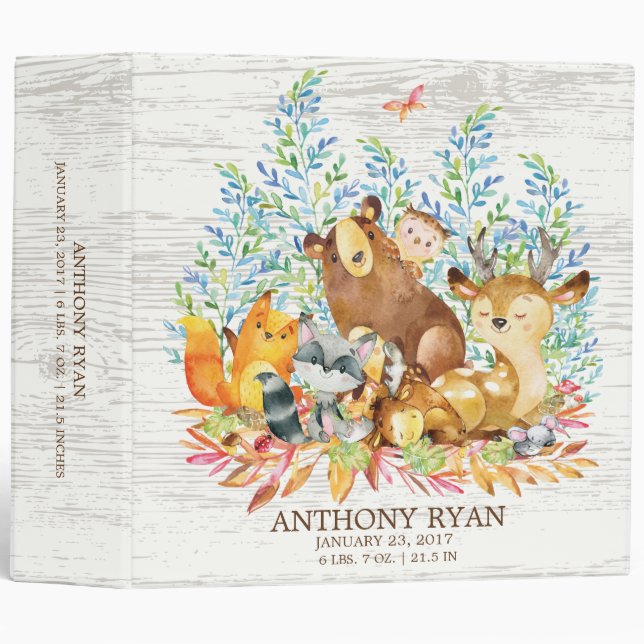 Classeur Joli boisé Animaux Baby Photo Album (Devant/Côté)