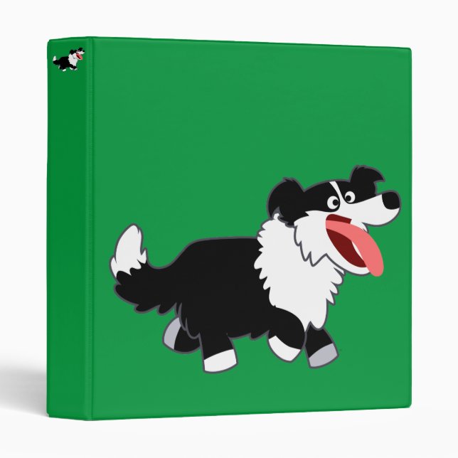 Classeur Joli Cartoon Bordure Collie (Devant/Côté)
