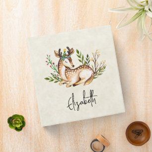 Classeur Joli Cerf Aquarellé Posé En Bas Boho