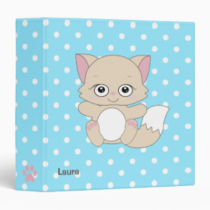 Classeur Joli Chaton Kawaii de Dessin Animé sur des Points