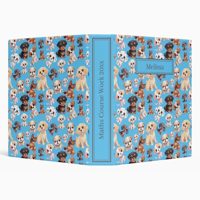Classeur Joli Chien Chien Bleu Motif (Arrière-plan)