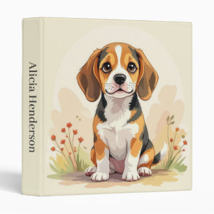 Classeur Joli chiot Beagle tricolore noir, fauve et blanc