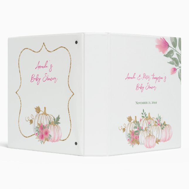 Classeur Joli Citrouille rose bleu or Petit Baby shower (Arrière-plan)