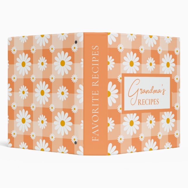 Classeur Joli Daisy Floral En vichy Grandmas Recettes (Arrière-plan)