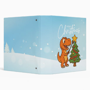 Classeur Joli dinosaure avec sapin de Noël