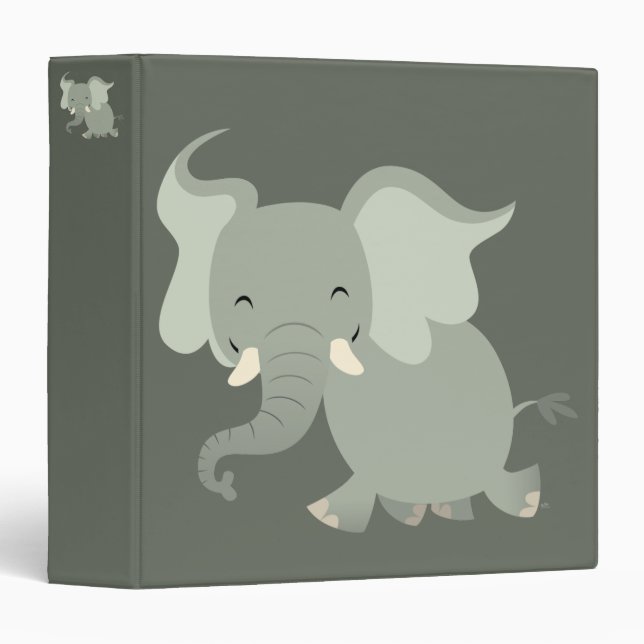 Classeur Joli Eléphant Cartoon (Devant/Côté)