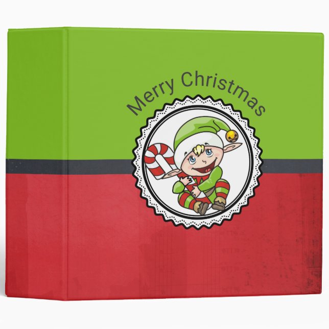 Classeur Joli elfe de Noël avec Sucre de canne (Devant/Côté)