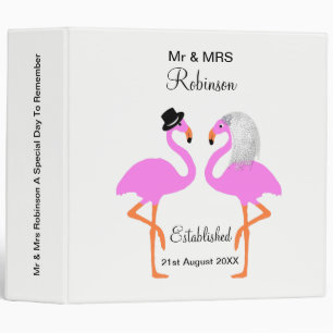 Classeur Joli Flamant rose rose Mr & Mrs Cute Personnalisé