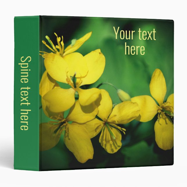 Classeur Joli Fleurs sauvages de géranium jaune Personnalis (Devant/Côté)