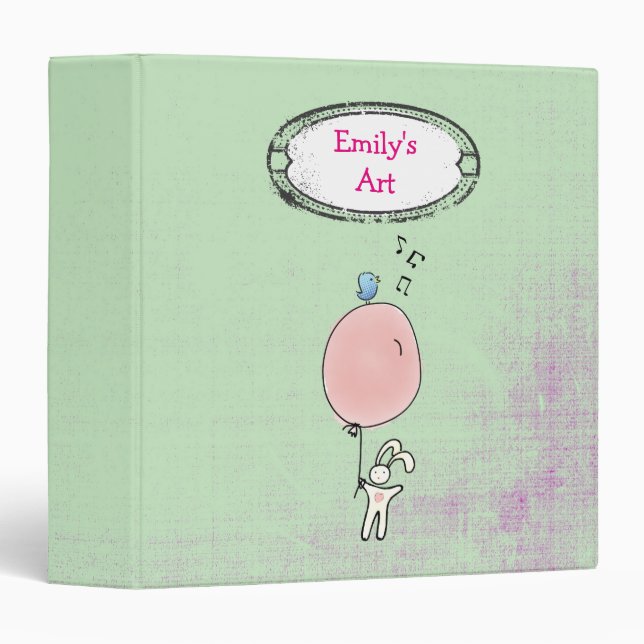 Classeur Joli lapin tenant un ballon (Devant/Côté)