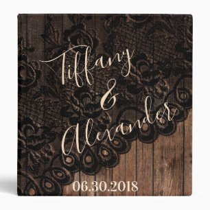 Classeur Joli Mariage Couple Faux Wood et dentelle