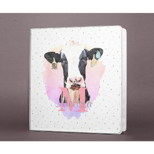 Classeur Joli Monogramme Aquarelle Nom Kids Holstein Cow