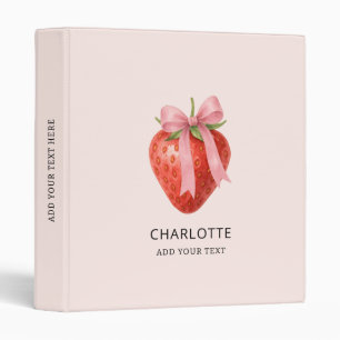 Classeur Joli Monogramme Coquette Fraise Aquarelle Mignonne