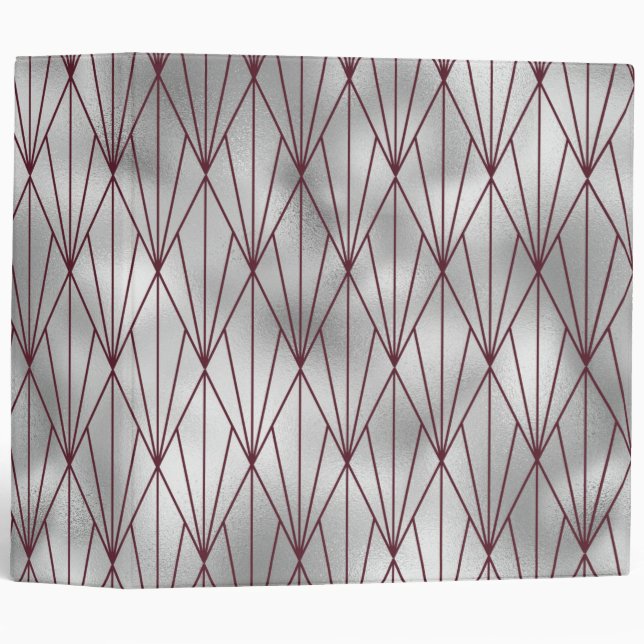 Classeur Joli motif Art Déco gris bordeaux élégant (Devant/Côté)