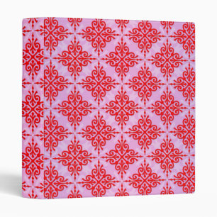 Classeur Joli motif damassé rouge et rose