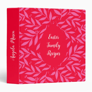 Classeur Joli motif de feuillage rose et rouge