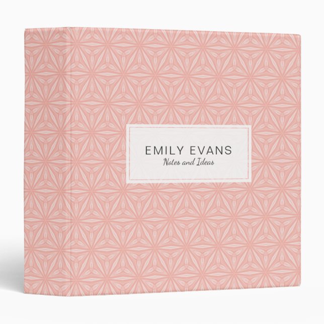 Classeur Joli Motif de fleurs géométriques rose pâle (Devant/Côté)