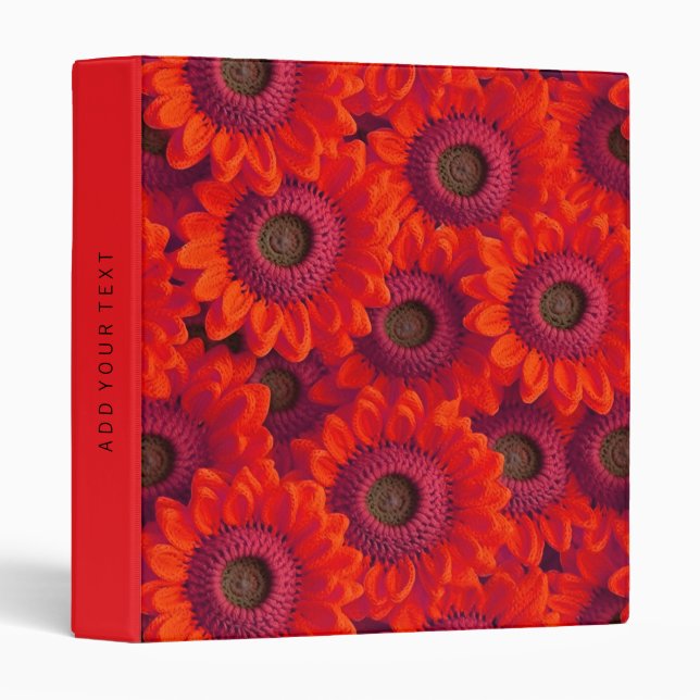 Classeur Joli motif de fleurs rouges (Devant/Côté)