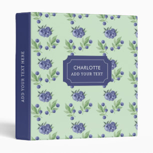 Classeur Joli motif de fruits de myrtille à l'aquarelle ble