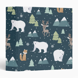Classeur Joli Noël Animaux d'hiver Motif rustique