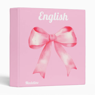 Classeur Joli Nœud Papillon Rose Aquarelle Coquette