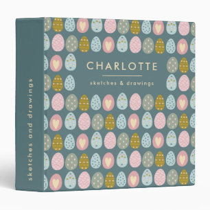 Classeur Joli Oeufs de Pâques Turquoise rose Nom personnali