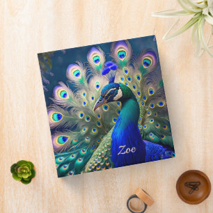 Classeur Joli paon avec plumage turquoise et or