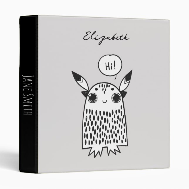 Classeur Joli petit dessin animé monstre (Devant/Côté)