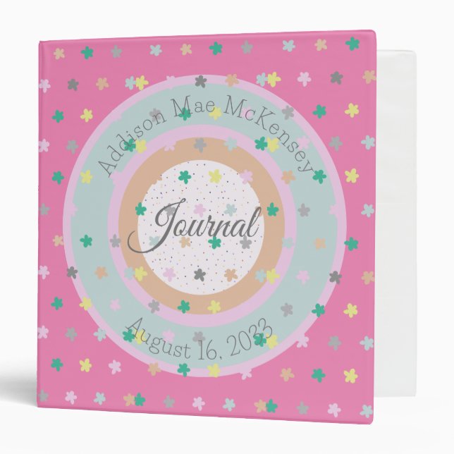 Classeur Joli Retro Boho Flowers Points Journal personnalis (Devant/Intérieur)