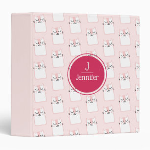 Classeur Joli rose couchant Kitty Chat Motif Monogramme