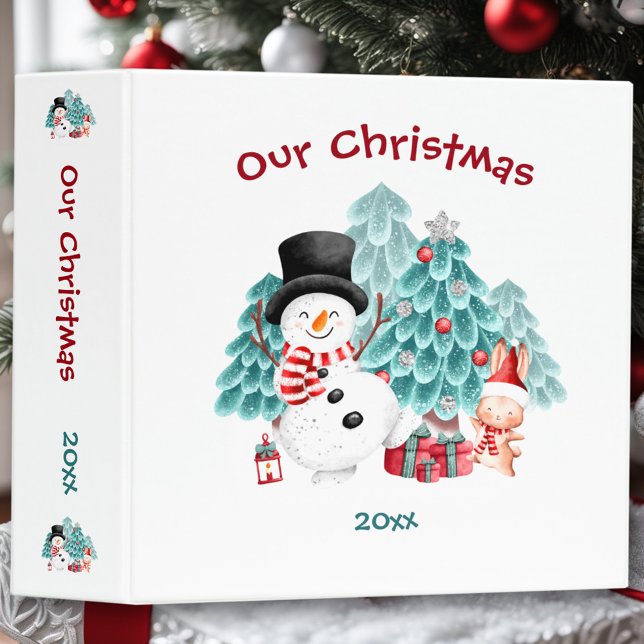 Classeur Joli Snowman Noël Nom Album photo (Cute Snowman Christmas Name Photo Album 3 Ring Binder)