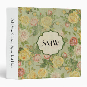 Classeur Joli Vintage Floral Monogramme Flower Motif