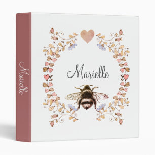 Classeur Jolie Bee Floral Pink Terracotta personnalisée