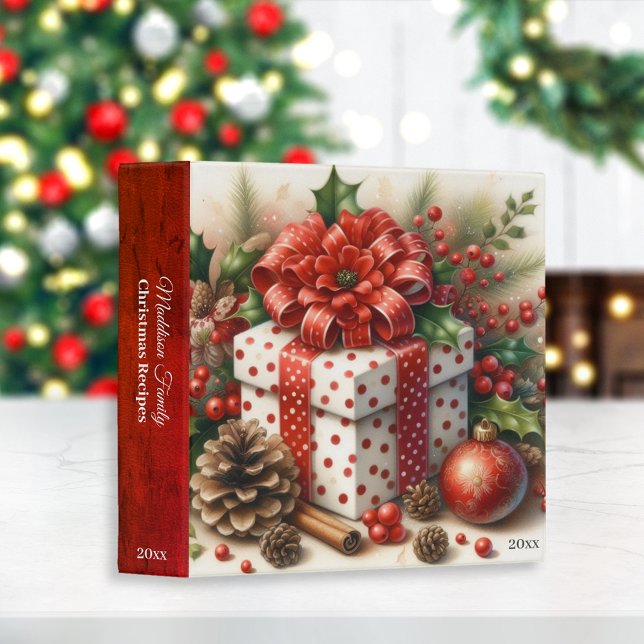 Classeur Jolie Coquette Rouge blanc Polka Dot Bow et Holly (Créateur téléchargé)