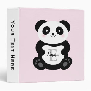Classeur Jolie fille bébé Panda Ours rose Monogramme