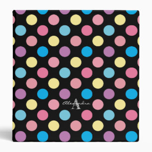 Classeur Jolie fille Pastel Pois Monogramme Motif