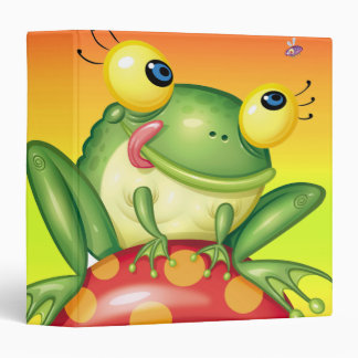 Classeur jolie grenouille sur un cahier de champignon