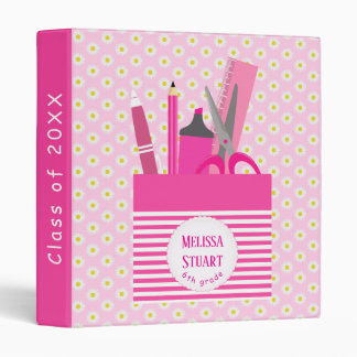 Classeur Jolie Papeterie Rose Fleurs Blanches Fille