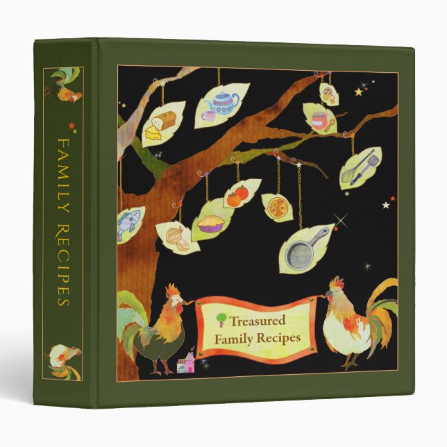 Classeur Jolie Roosters Famille de vacances Recette (Devant/Côté)