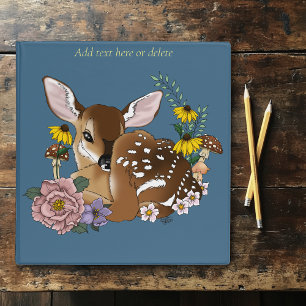 Classeur Jolies Fleurs Sauvages Faon Bleu Bébé Cerf Forêt