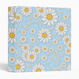 Classeur Jolies Marguerites Blanches sur un Bébé Bleu Doux