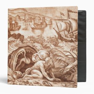 Classeur Jonas et la baleine, illustration d'une bible, en