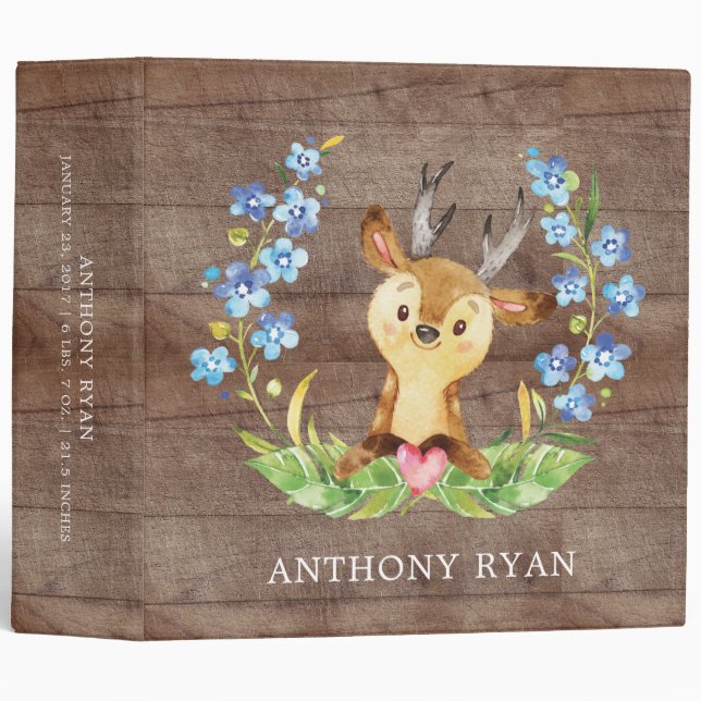 Classeur Jote Deer Boys Baby Photo Album (Devant/Côté)