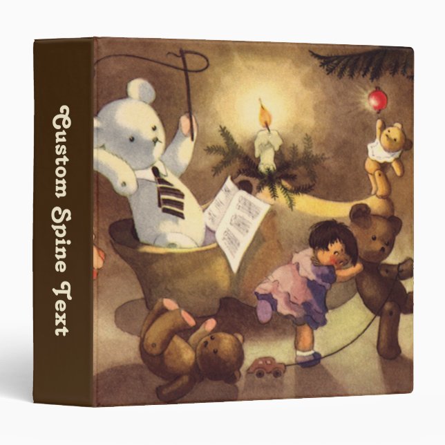 Classeur Jouets de Noël Vintage, Poupées dansantes, Nounour (Devant/Côté)